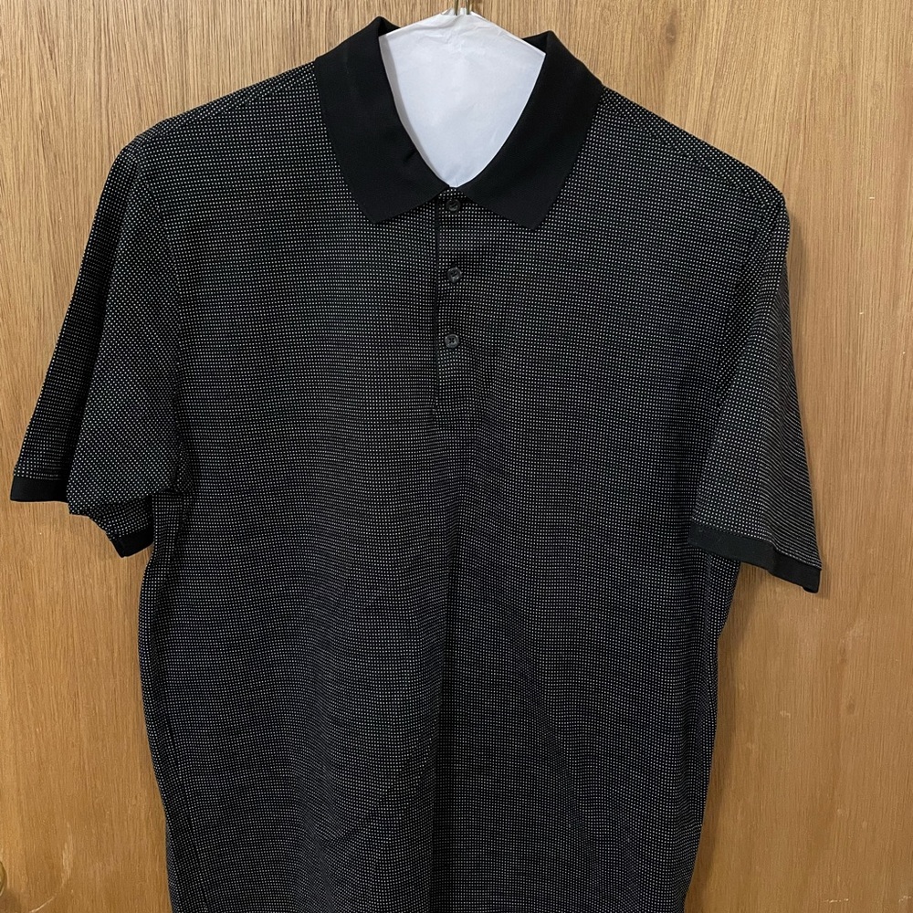 New Hart Schaffner Marx black and white polka dot polo